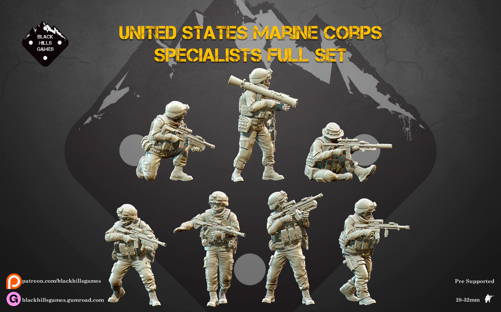 Black Hills Games Modern Miniature US Marine Corps Specialists USMC Spectre 28mm