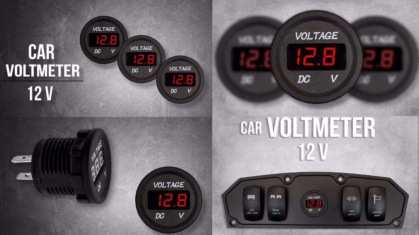 Auto Waterproof Digital Red Voltmeter Gauge Meter 12V