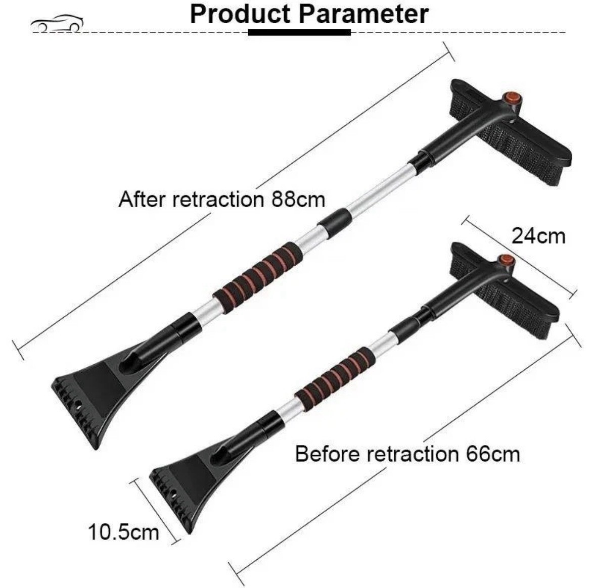Extendable Ice Scraper And Snow Brush For Car Window And Windshield, Sratchless