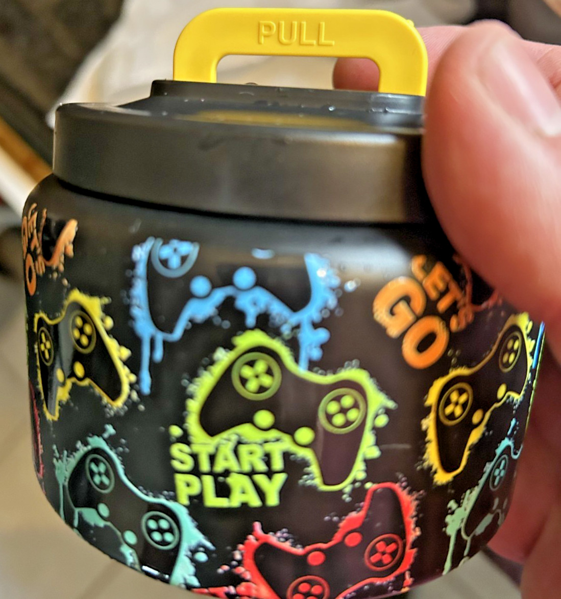 Gaming Jar Lets Go Controller Design Black Storage Container 3.5”