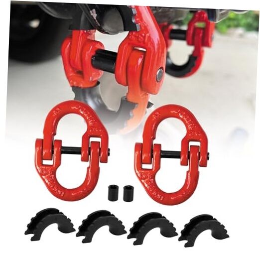 2-Pack 1/2" Heavy-Duty Safety Chain Connector: G80 Tow Hitch Hammerlock Red