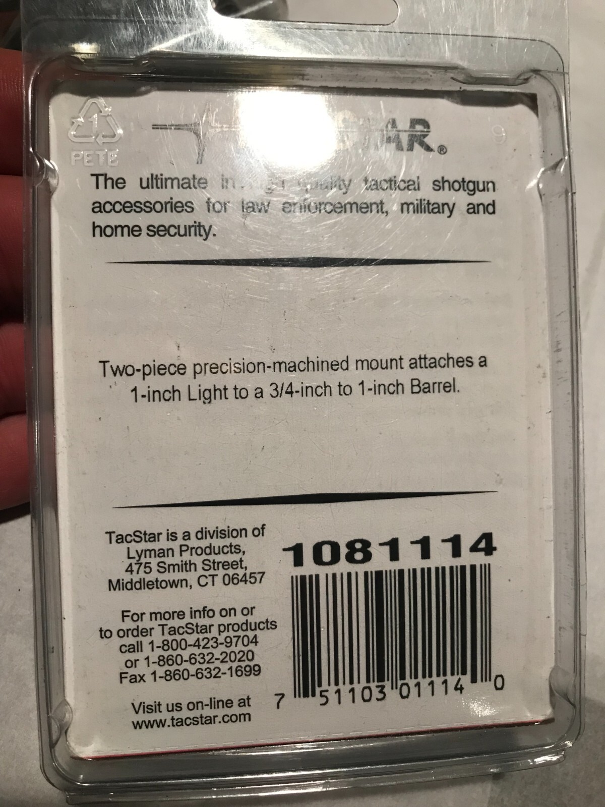 Tac Star Light Mount 1" Light to 3/4-1" Barrel