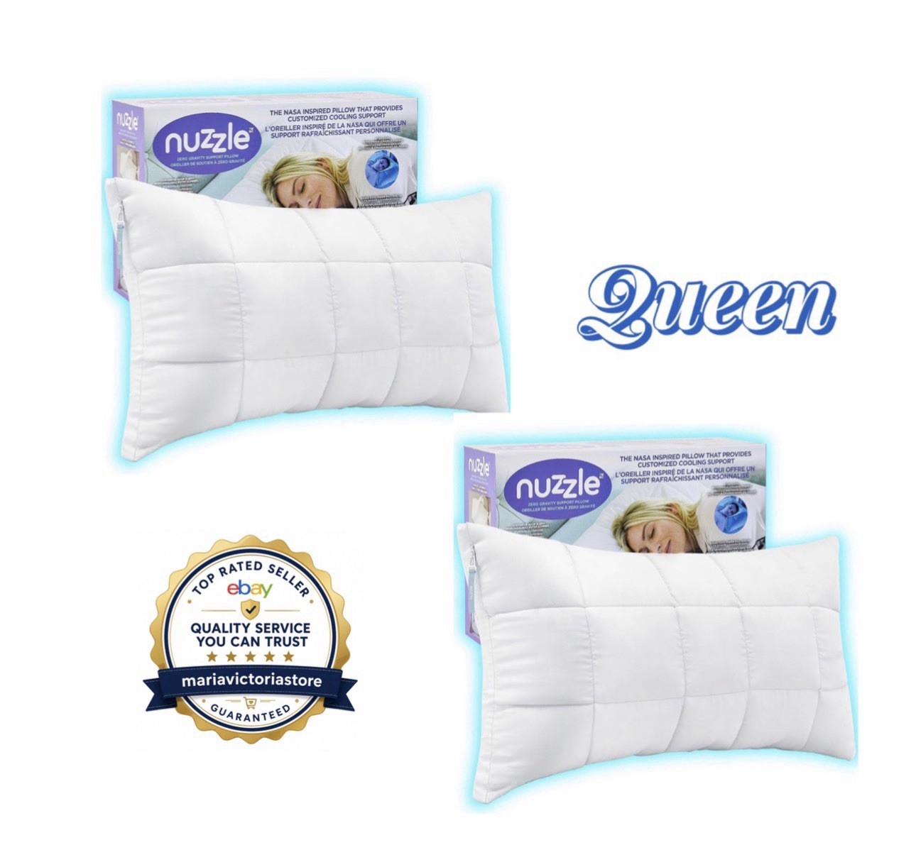 Nuzzle Queen Size Set of 2 Adjustable Firm Pilllow - Hotel Luxury Neck Support