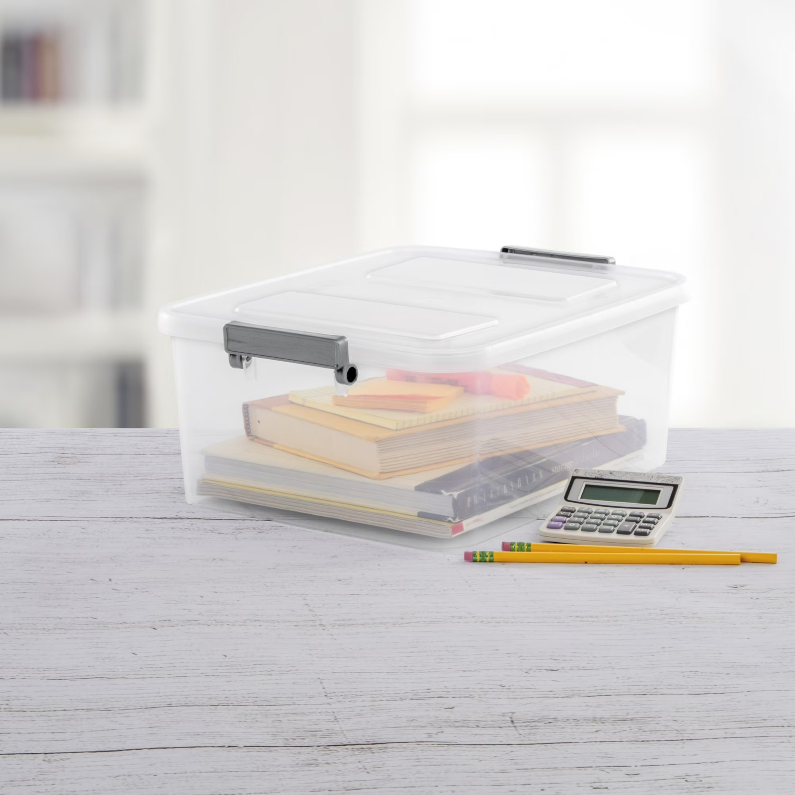 (3 Pack) 12.7 Qt. Clear Plastic Modular ID Latch Box