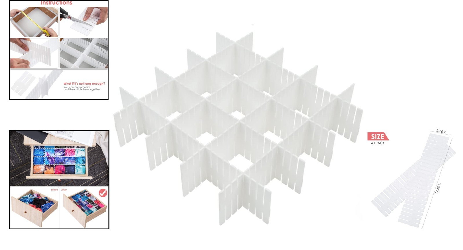 8Pcs Adjustable Drawer Dividers – Effortless Organization for Home & Office