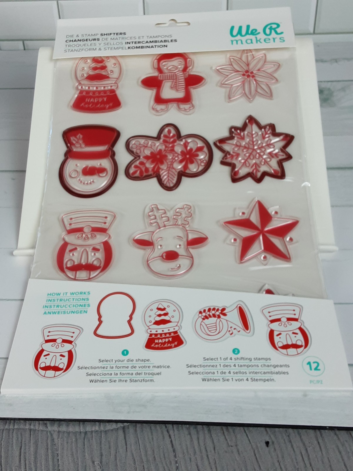 NEW We R Makers  Die & Stamp Shifters 1023 Set 3 Dies 12 Stamps 2.5x3 Inches