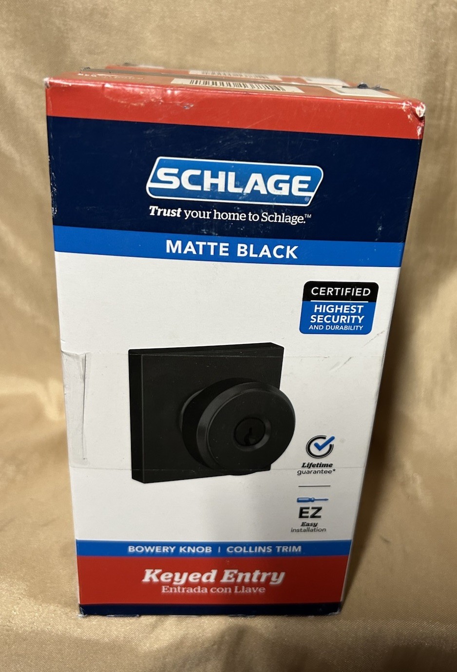 SCHLAGE Keyed Entry BOWERY KNOB  FB51A G BWE 622 Matte Black
