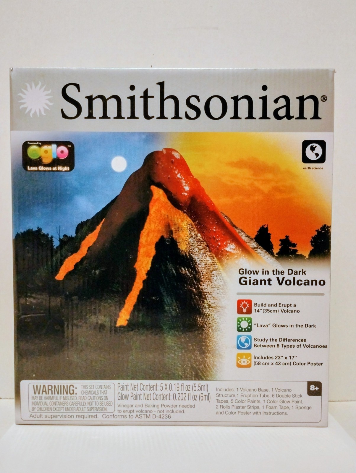 Smithsonian Glow in the Dark Giant Volcano Build & Erupt 14" Volcano Kit.