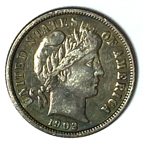 1902 O 10c Barber Silver Ten Cents Dime US New Orleans