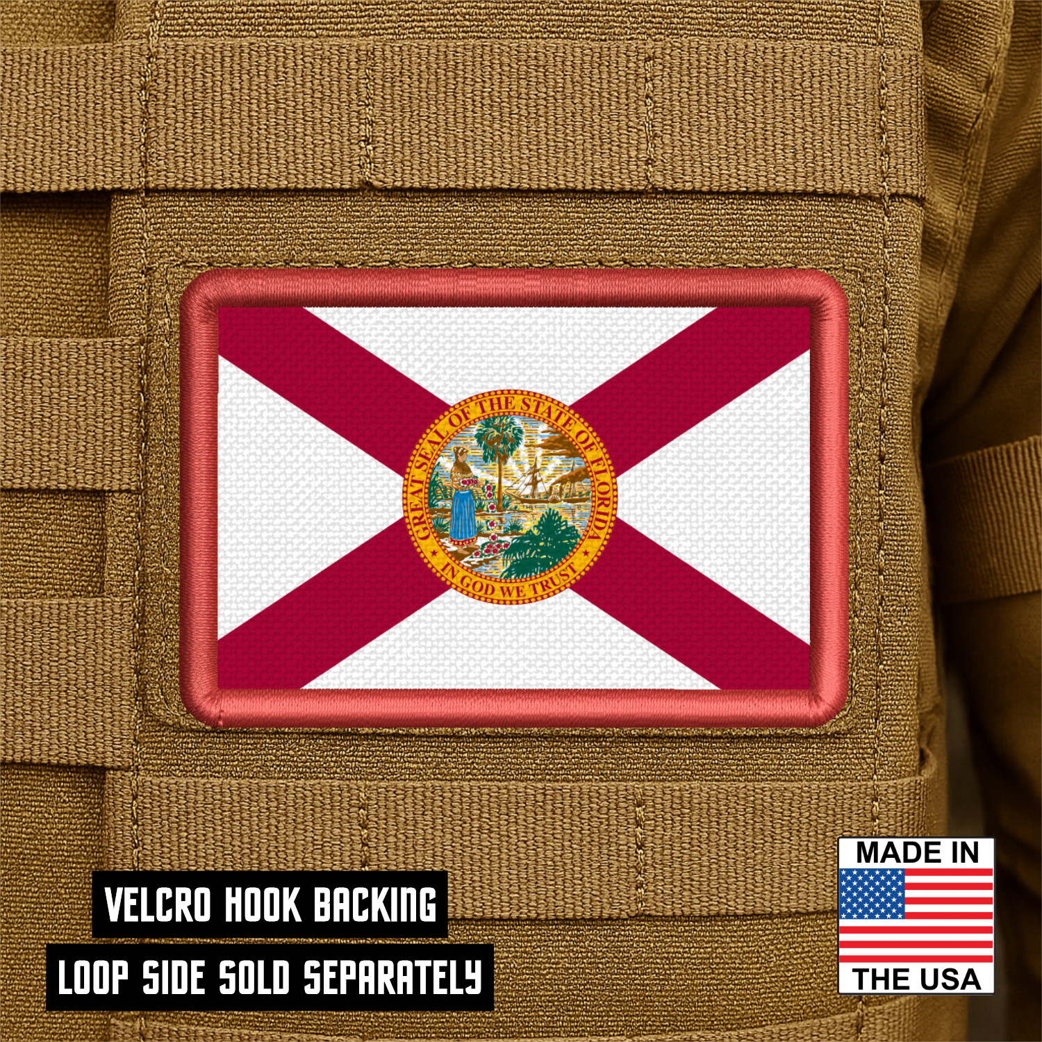 Florida State Flag Printed Morale Patch, 2x3" | VELCRO® Brand Fastener