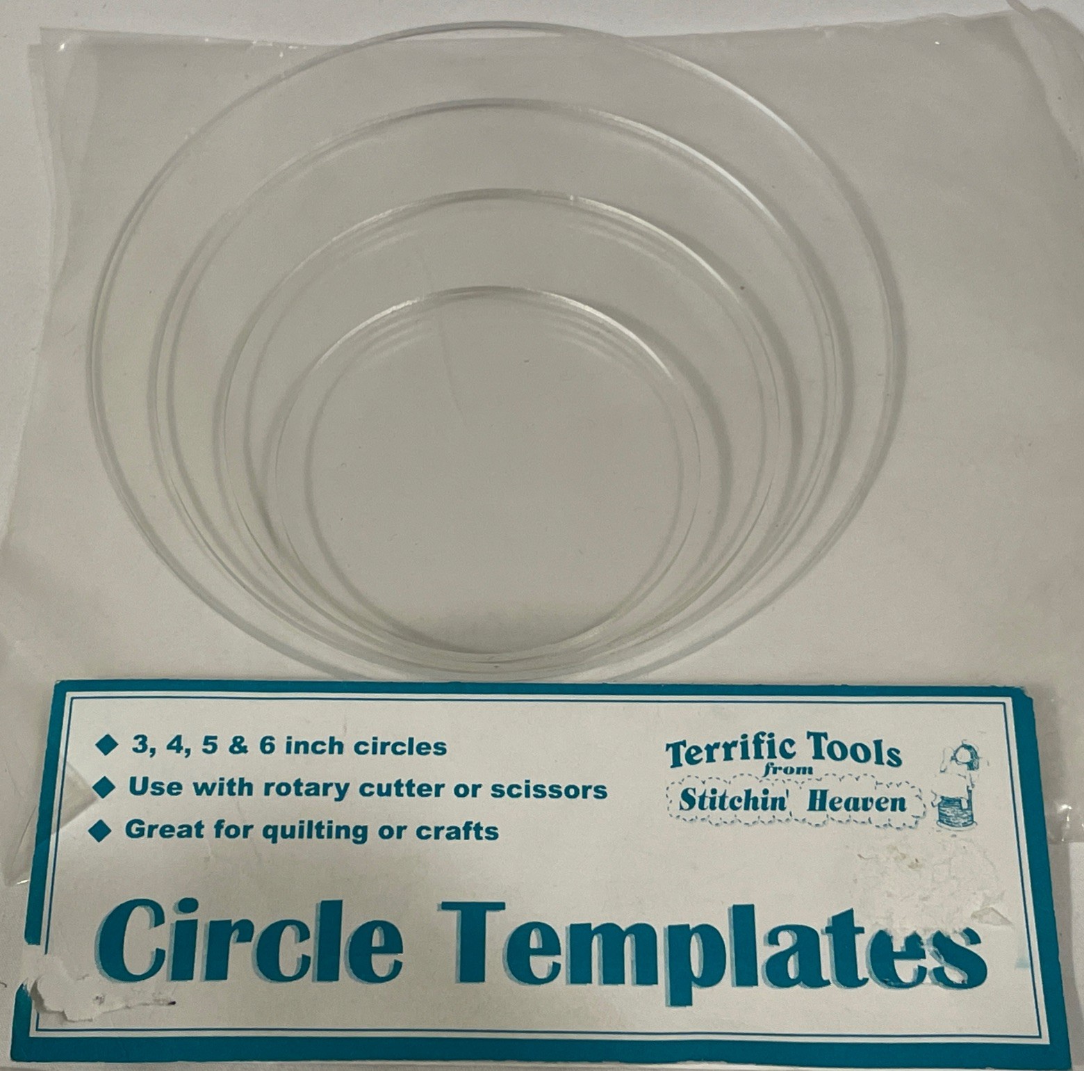 Circle Quilting Templates Set of 4 Thick Acrylic Tools 3” 4” 5” 6” Size Circles