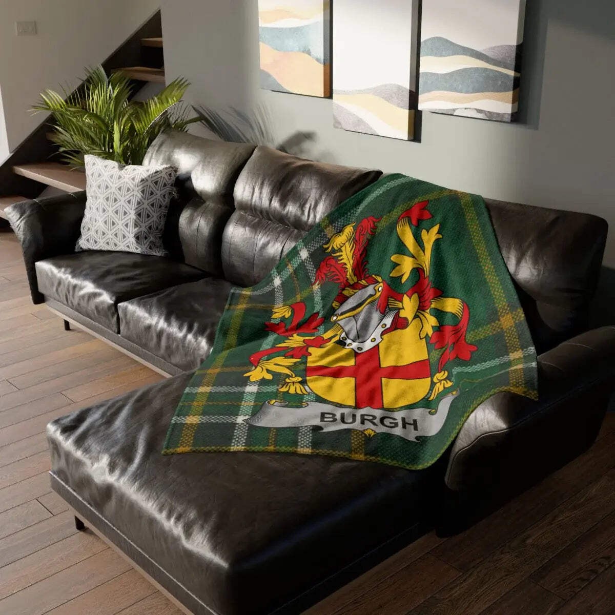 Burgh Irish Family Crest Tartan Blanket