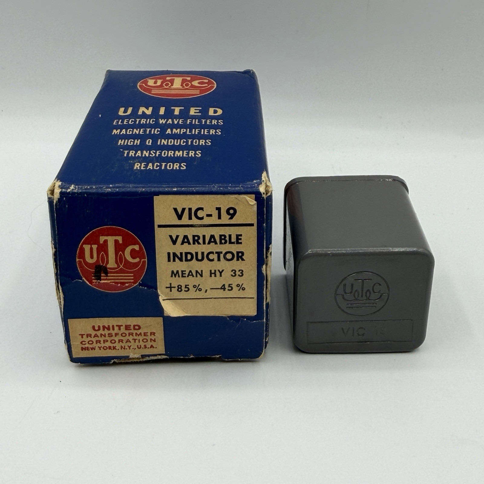 NEW Vintage UTC VIC-19 Variable Inductor Choke Transformer Mean Hy 33 85 45