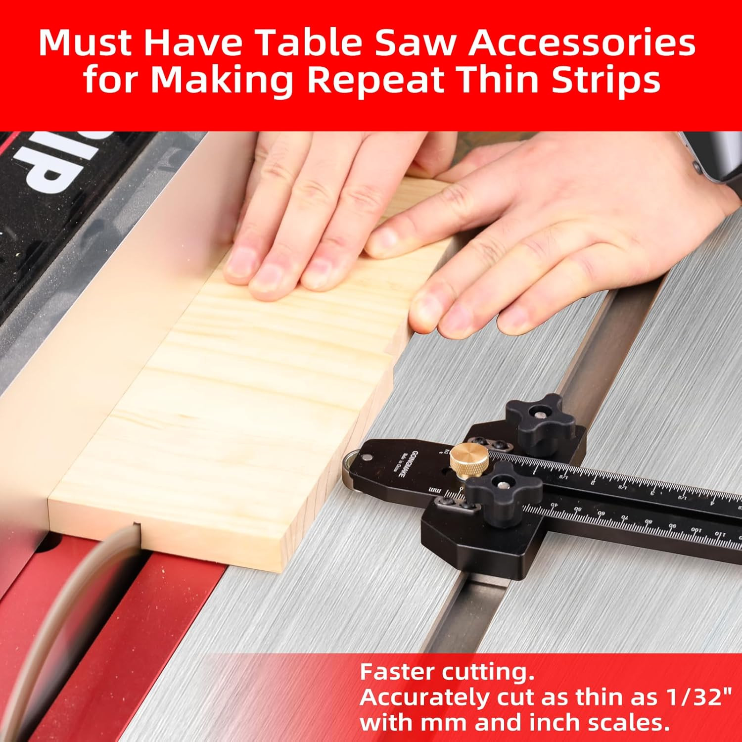 GOINGMAKE Thin Rip Jig Table Saw Jig Guide for Making Repetitive Narrow Thin Str