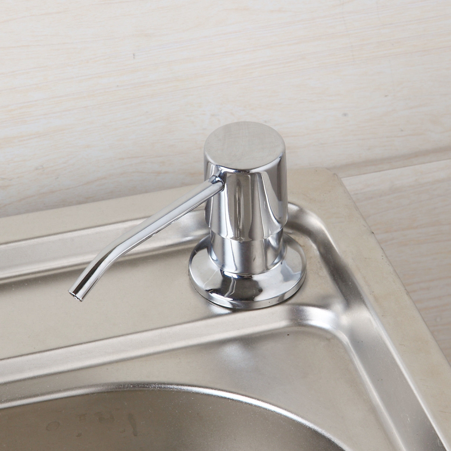 Chrome Stainless Steel Kitchen Liquid Soap Dispenser Plastic Bottle For Sink