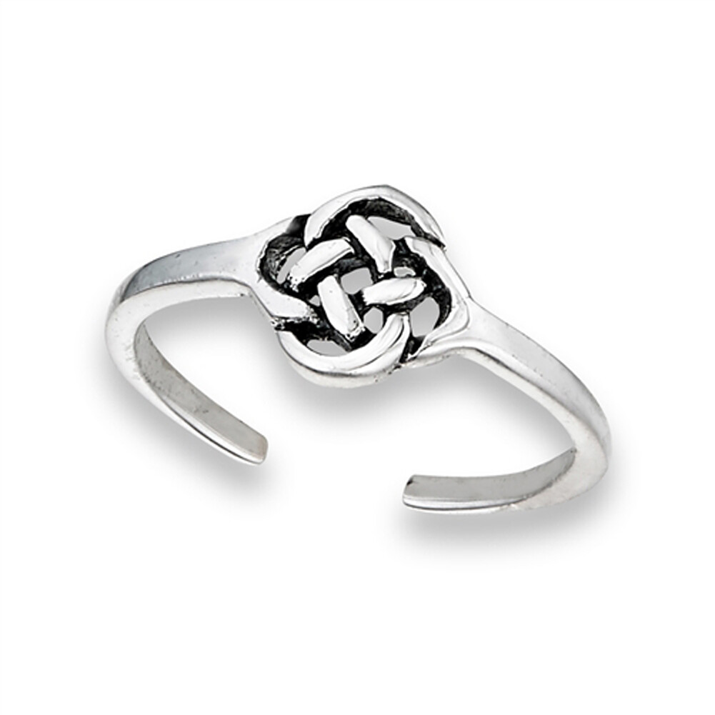Knot Celtic Weave Sterling Silver Tangled Twisted Endless Braded Toe Ring Band