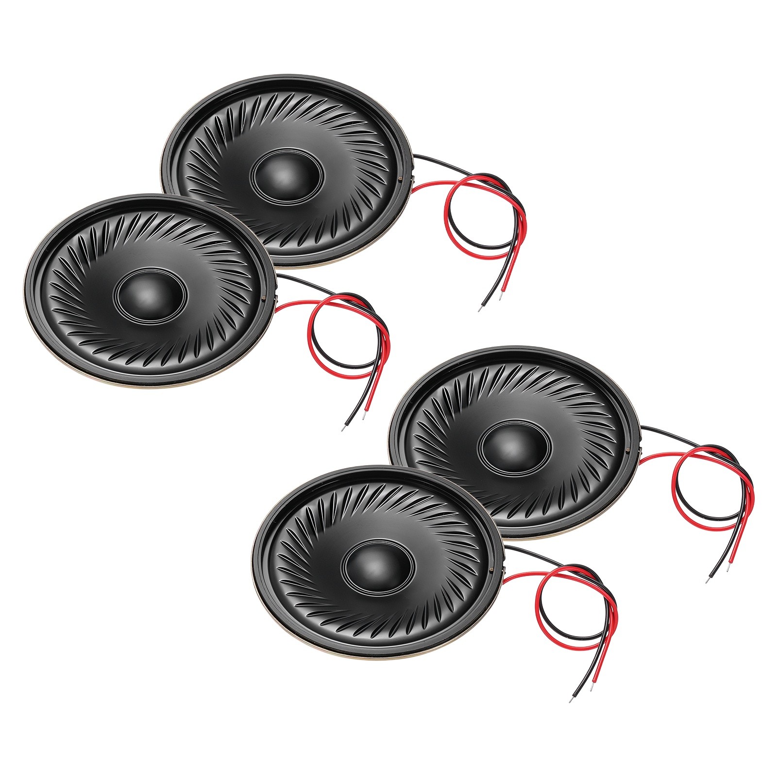 4 Pcs 0.5W 8 Ohm Small Speakers Metal Round Speaker with Wires, 40x5mm Black