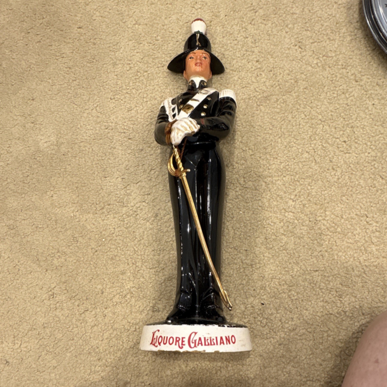 Galliano Collectible Liquor Bottle Soldier Figurine Black White Gold Beige