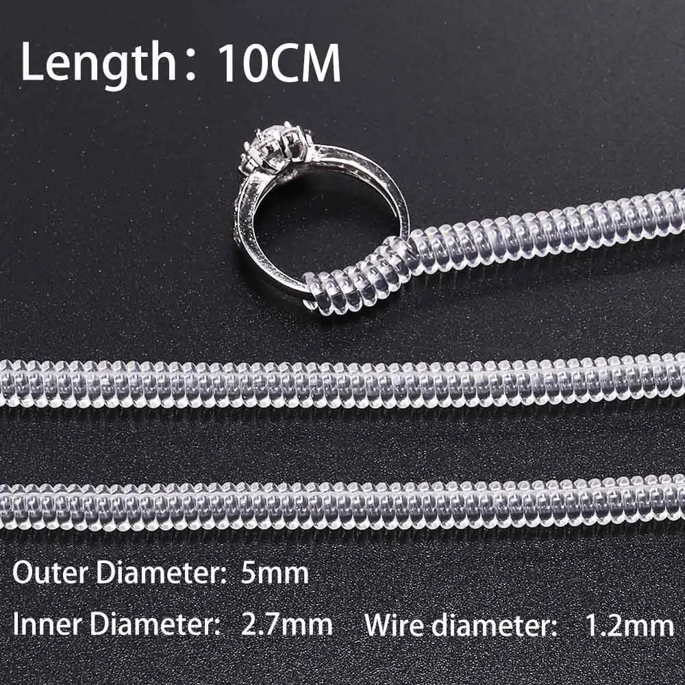 4Pcs/Lot Transparent Spiral Based Ring Tools Spring Coil Ring Size Adjuster Guar