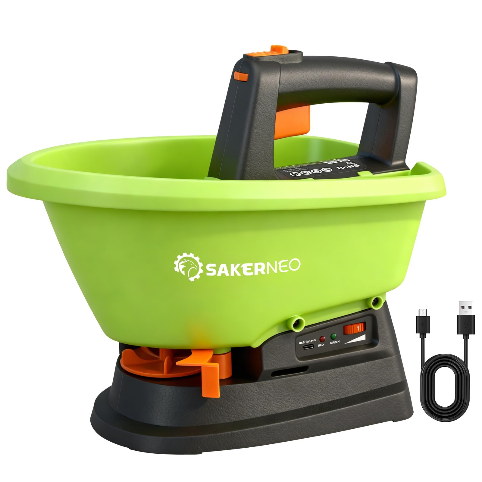 Handheld Lawn Spreader - 7.2V Battery Powered Seed & 135° Fertilizer Spreader...