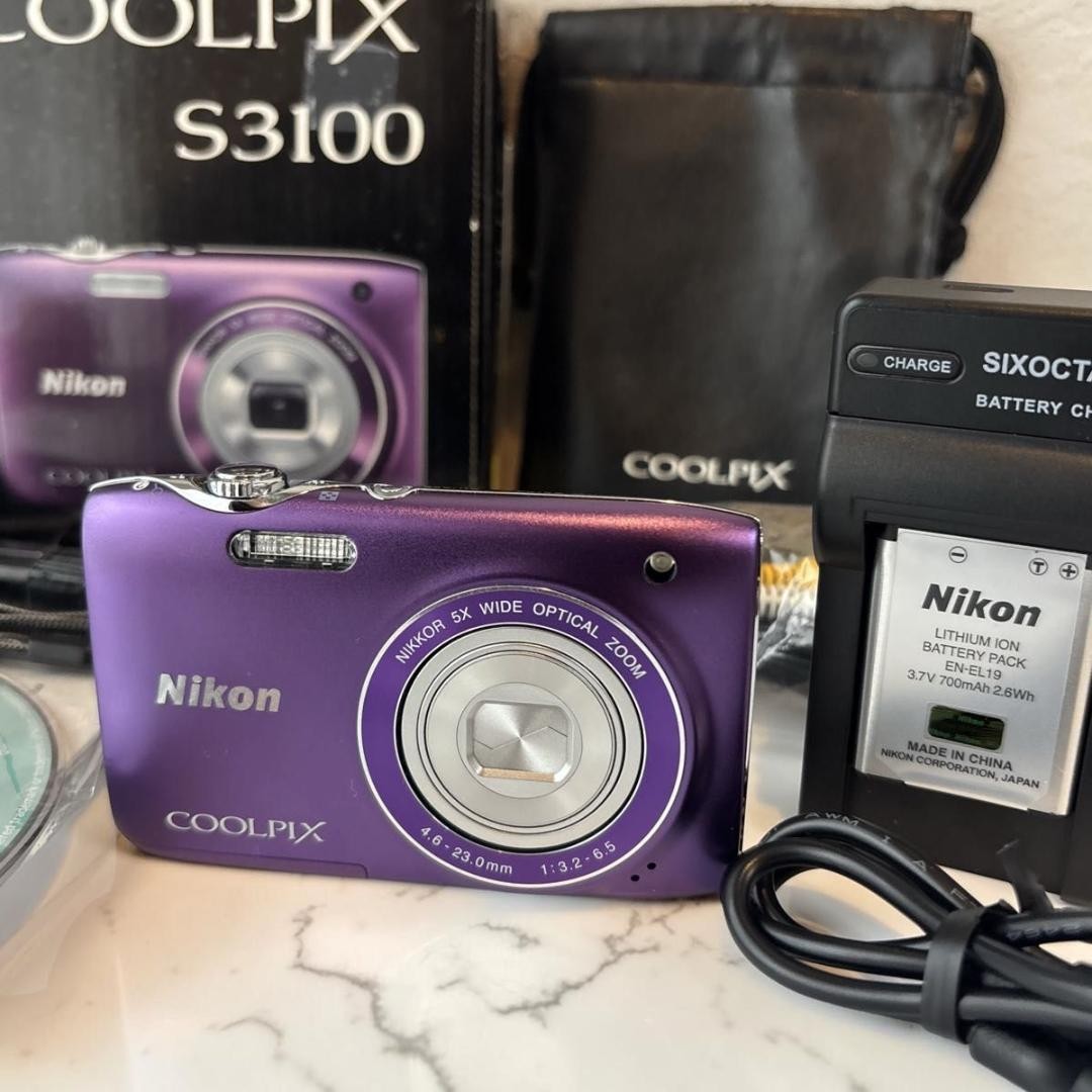 Nikon COOLPIX S3100 Purple Compact Digital Camera Tested Working Japan