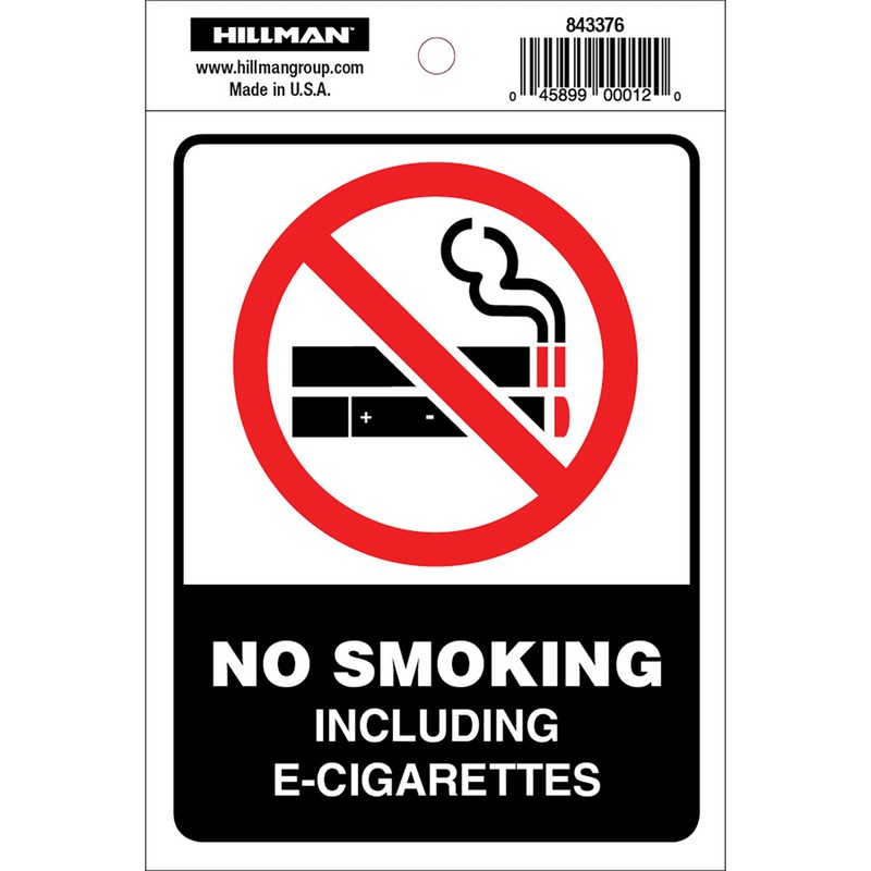 Hillman English White No Smoking Decal 4 in. H X 6 in. W (6-PACK)