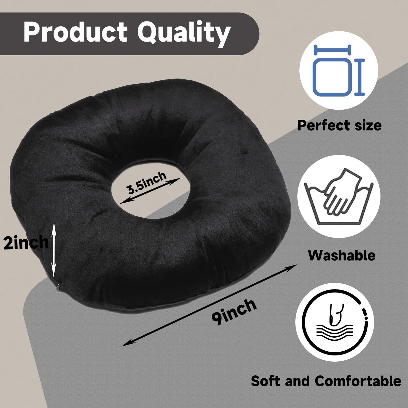 coceyese Ear Piercing Pillow for Side Sleepers with Hole, ALL, Black
