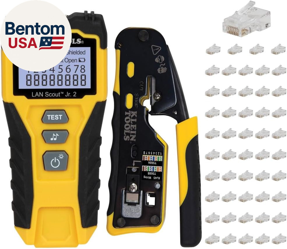 80072 RJ45 Cable Tester Kit with LAN Scout Jr. 2, Coax Crimper / Stripper / Cutt