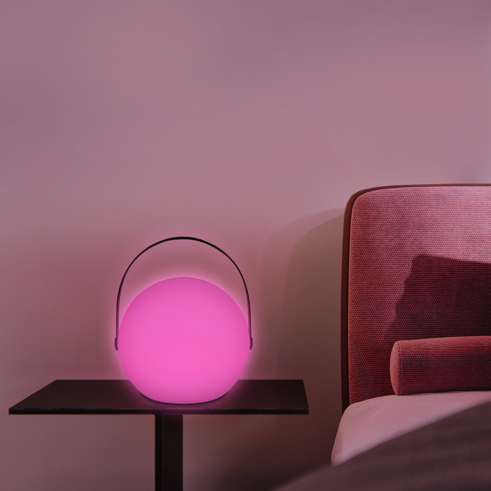LED Table Lamp Sphere Dimmable w/ Handle Remote Control USB Battery Powered