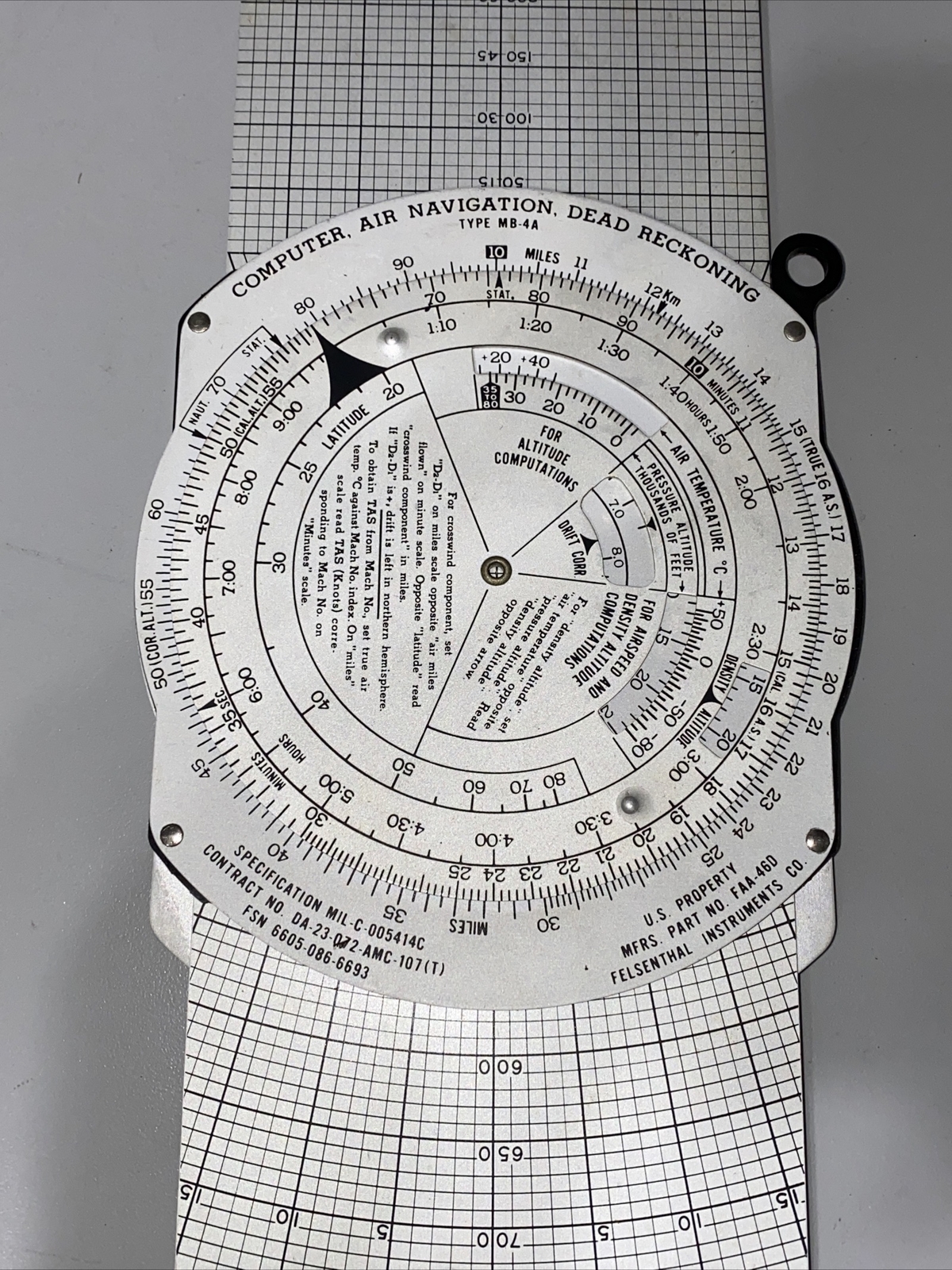 VINTAGE U.S. Air Force Navigator's MB-4A Computer Air Navigation