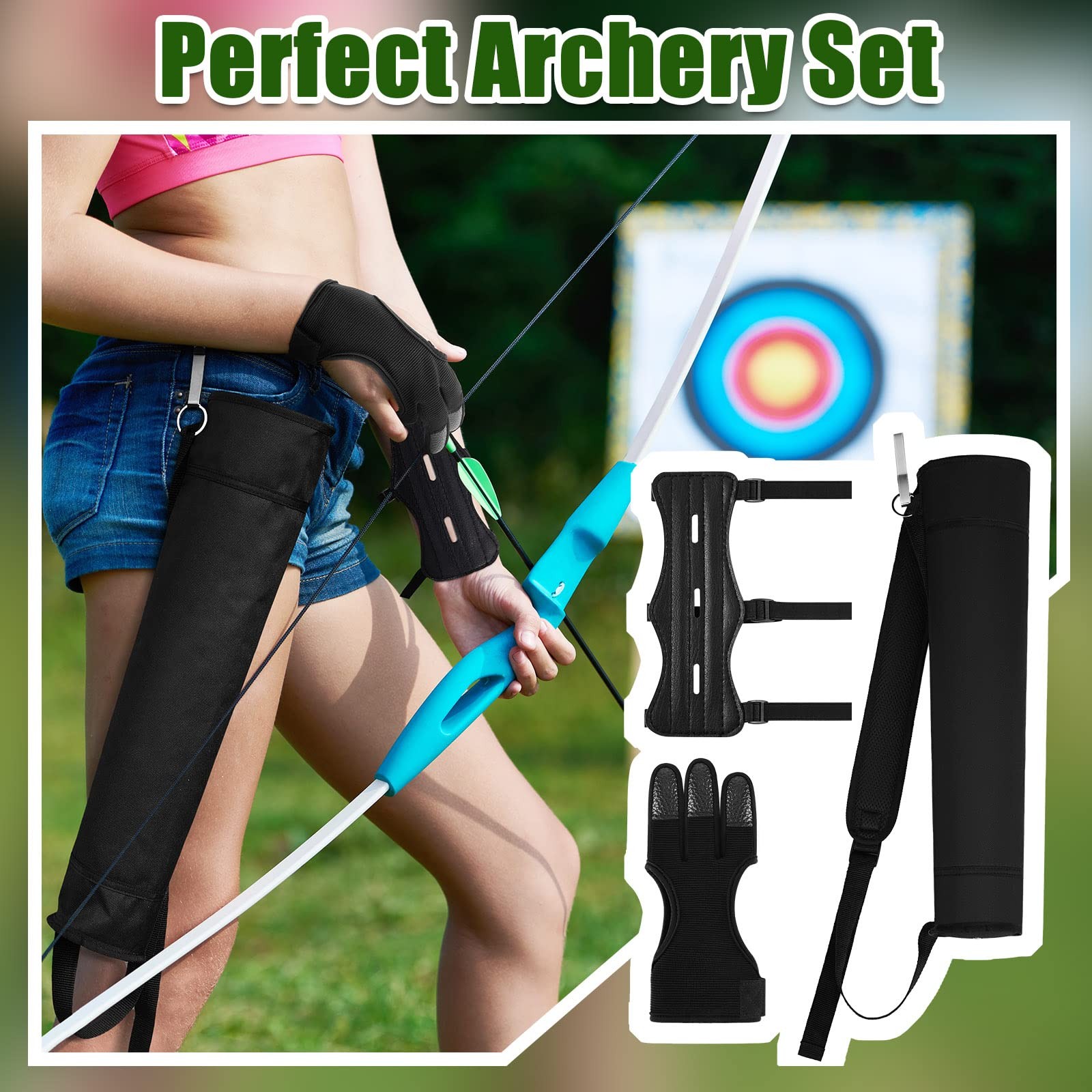 3 Pcs Archery Accessories Including Protective Arm Guard Leather...