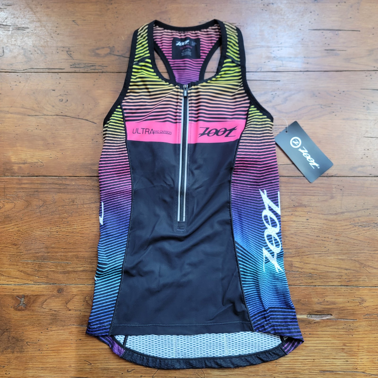 ZOOT Womens X-Small Tri Racerback Ultra Aero Carbon '18 Triathlon Top Shirt  XS