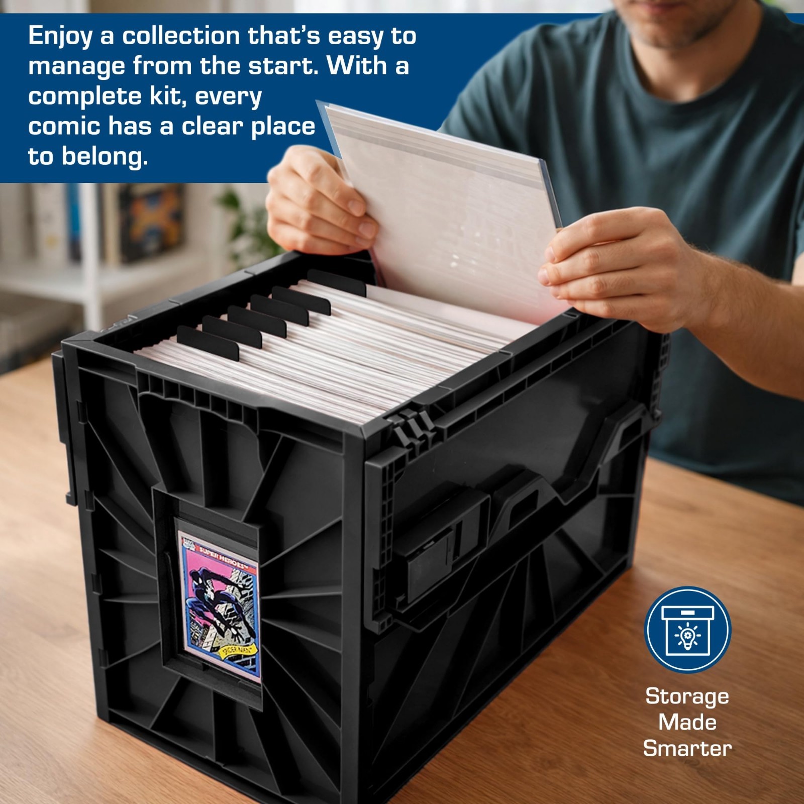 Comic Book Storage Bin Starter Kit - Short Dividers, Silver & Current Bags/Board