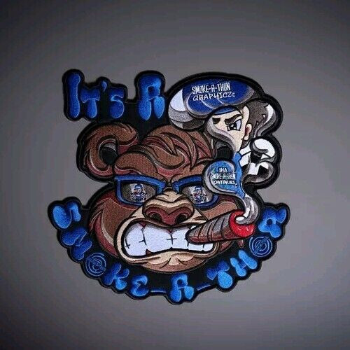 SMOKING BEAR large back patch for custom biker vest