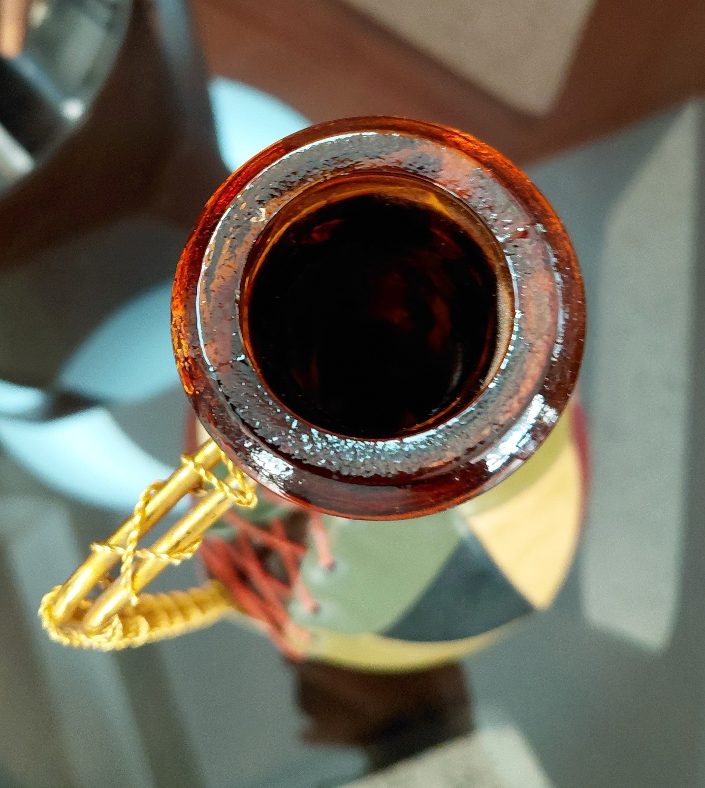 Vintage 1960s Patchwork Leather Amber Liquor Pirate Bottle