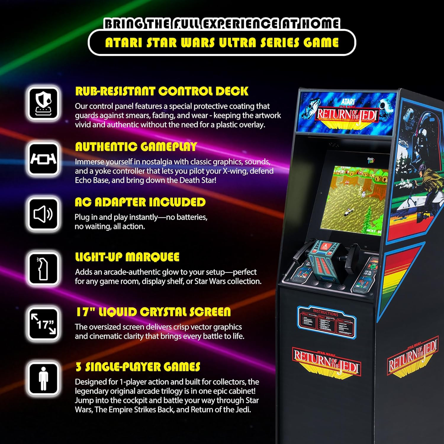 Arcade Classics Atari Star Wars Ultra Series Free Standing Electronic Game W/ 17