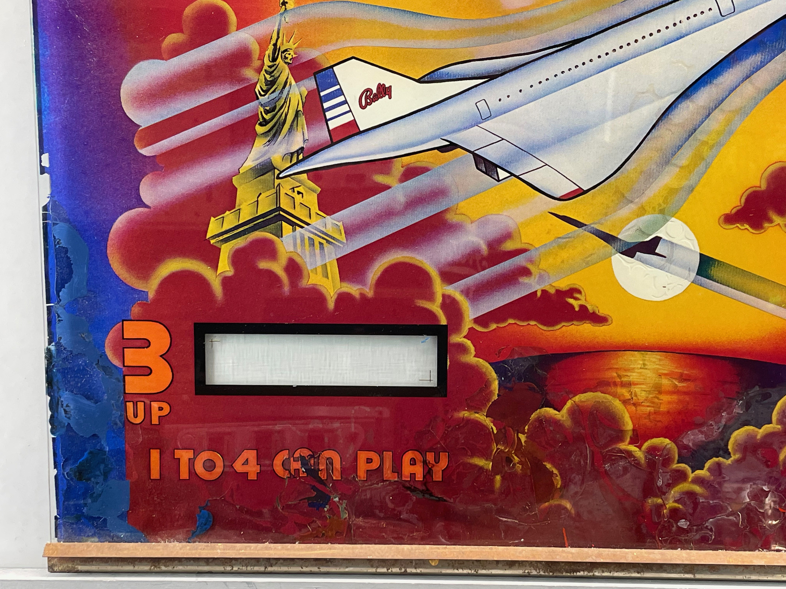 Bally Supersonic Pinball Machine Game Backglass ORIGINAL