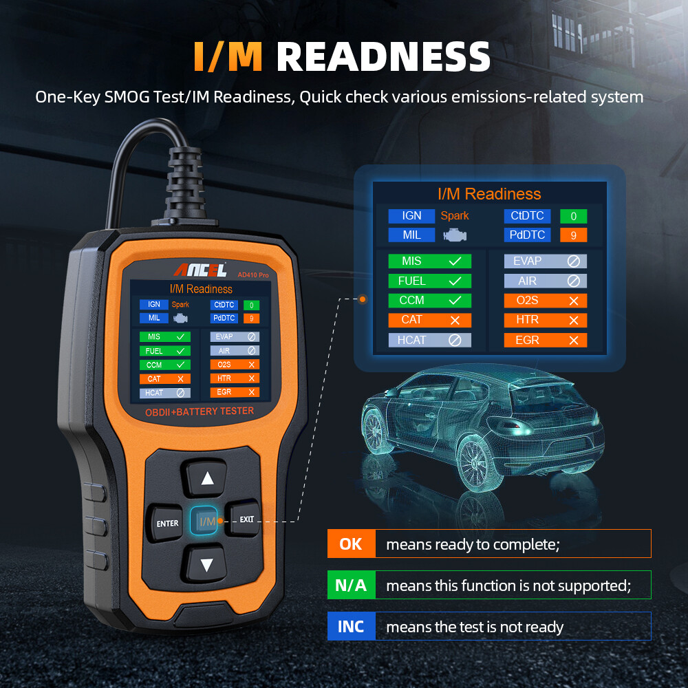ANCEL AD410 PRO 12V Battery Test OBD2 Scanner Code Reader Check Engine Light