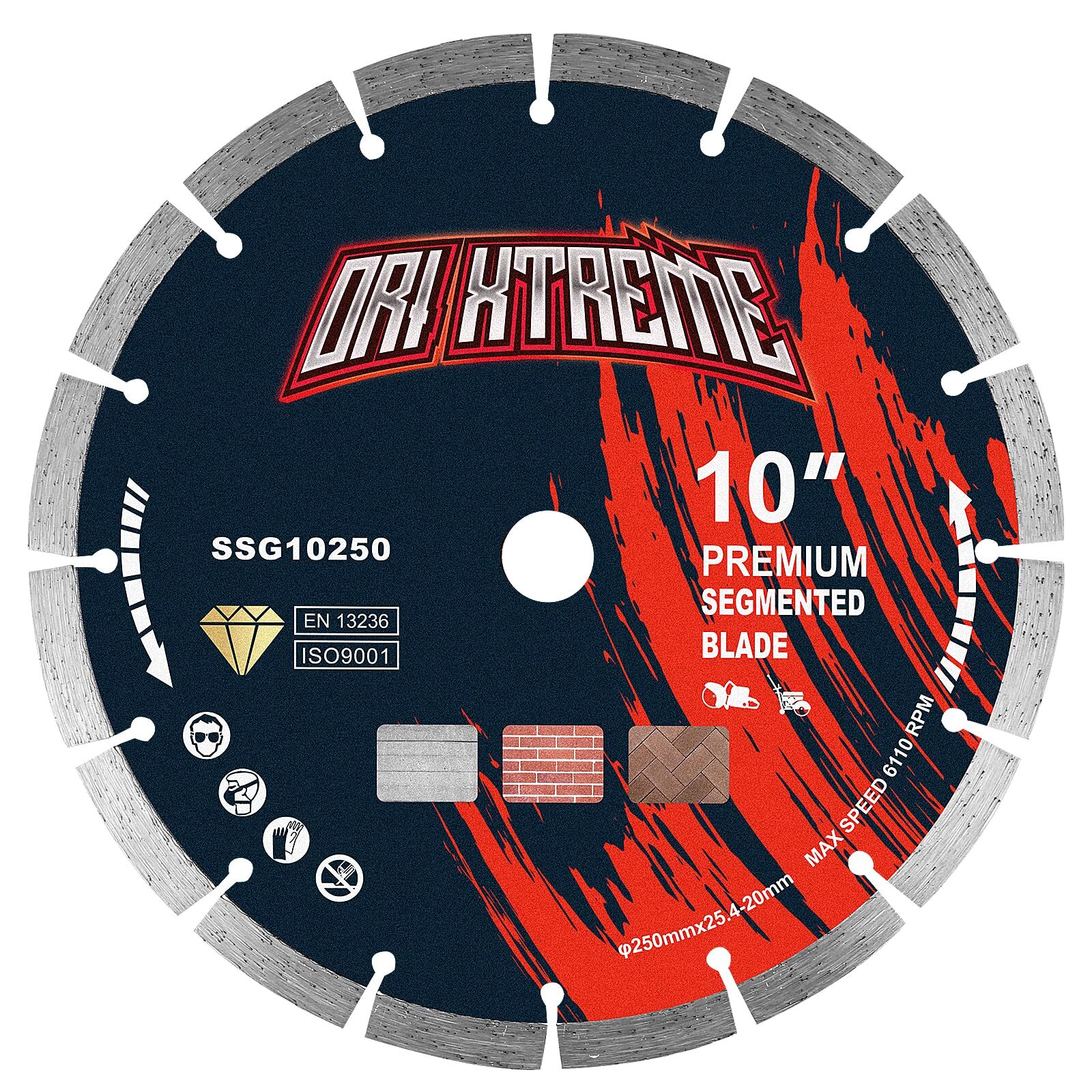 ORIXTREME 10 Inch Diamond Saw Blade Segmented General Purpose Blade Dry/Wet C...