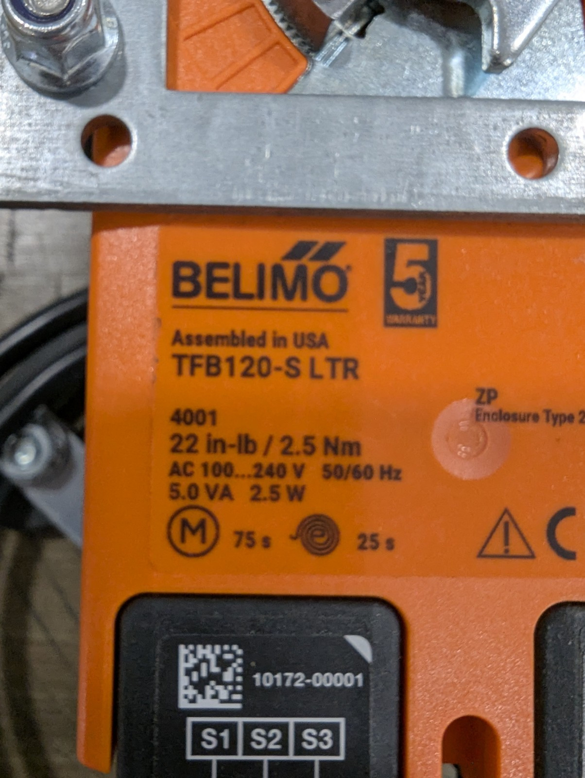Belimo TFB120 With Dayton Wall Shutter Kit Parts