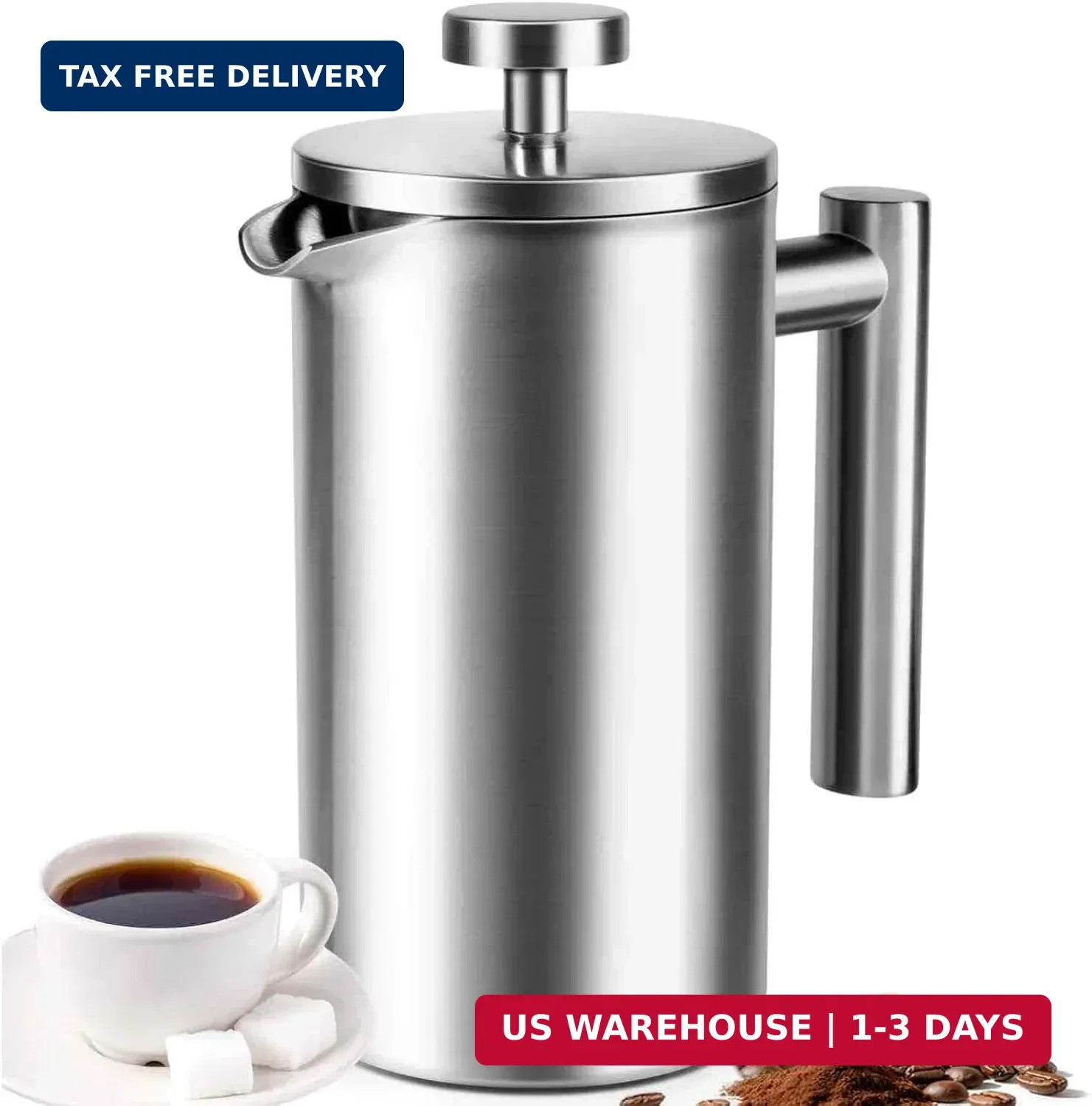 French Press 34 oz, Full Stainless Steel French Press Coffee Maker 4 Cups | Upgr