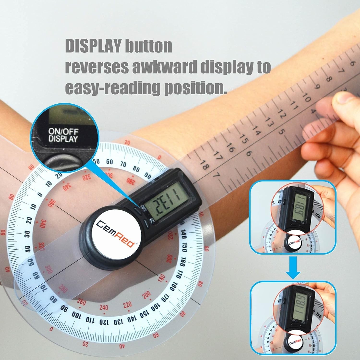 12 Inch Digital Goniometer 360 Degree Physical Therapy Plastic Protractor ROM