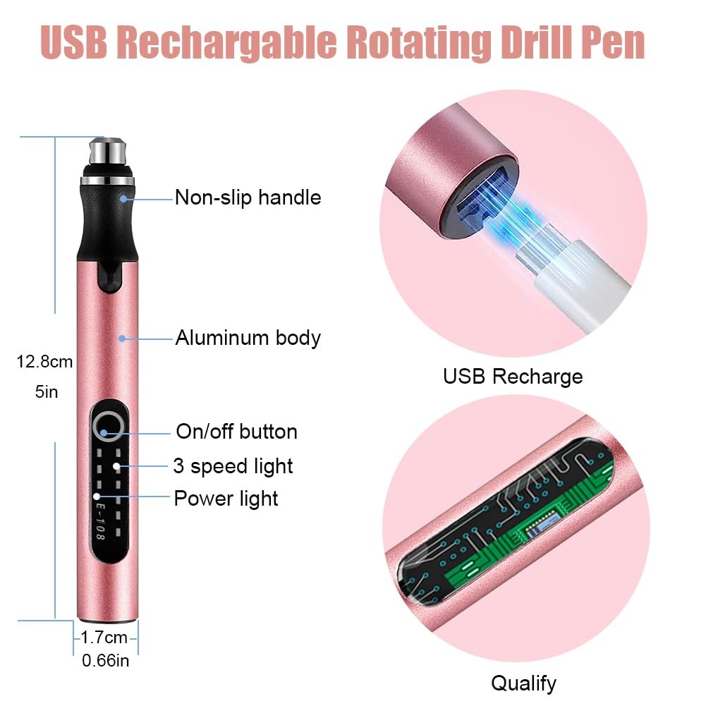 3-Speed Cordless Mini Drill Pen With 8 Small Drill Bits,Rechargeable Electric...