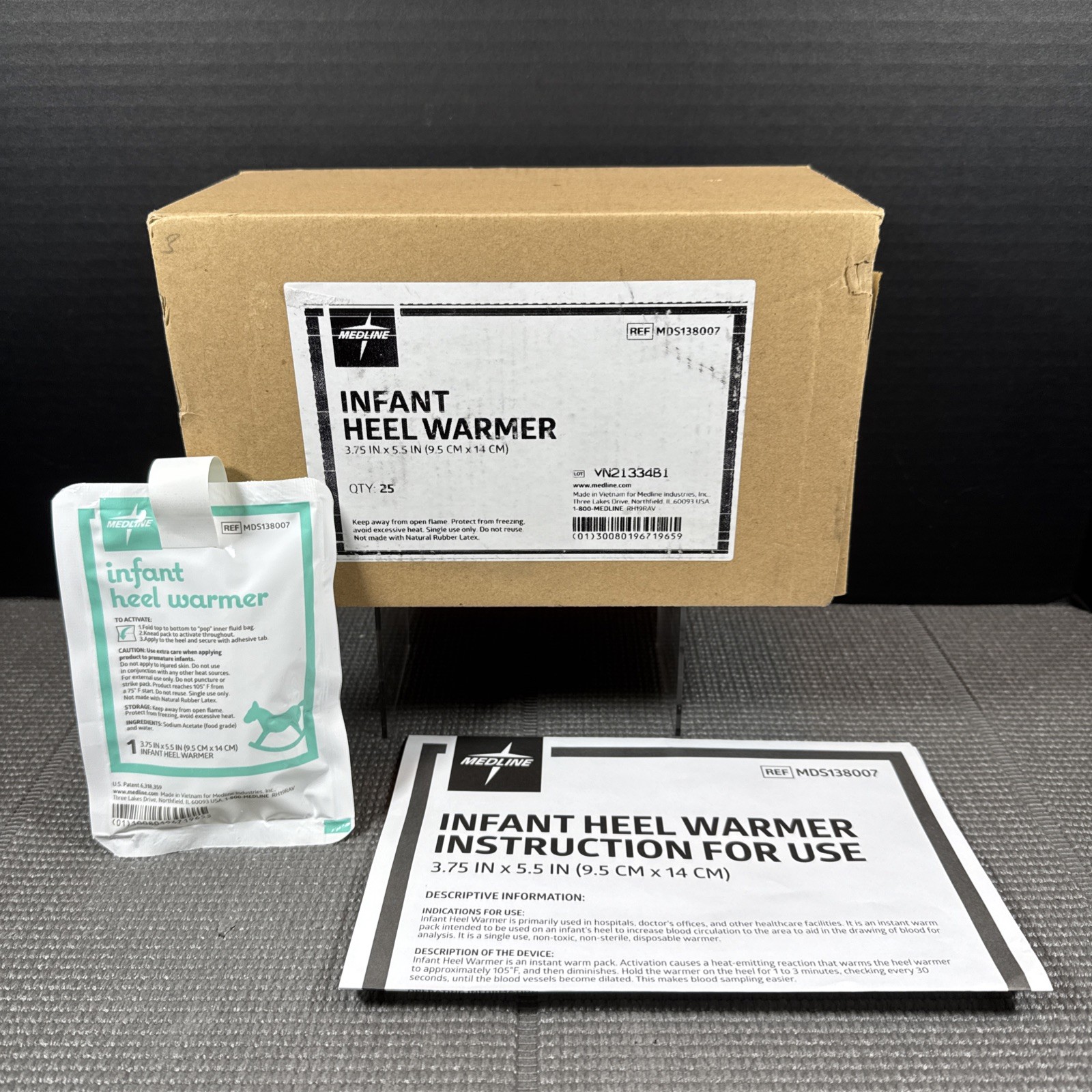 Medline Infant Gel Pack Heel Warmers  3¾"x 5½" Box of 25 FREE SHIPPING