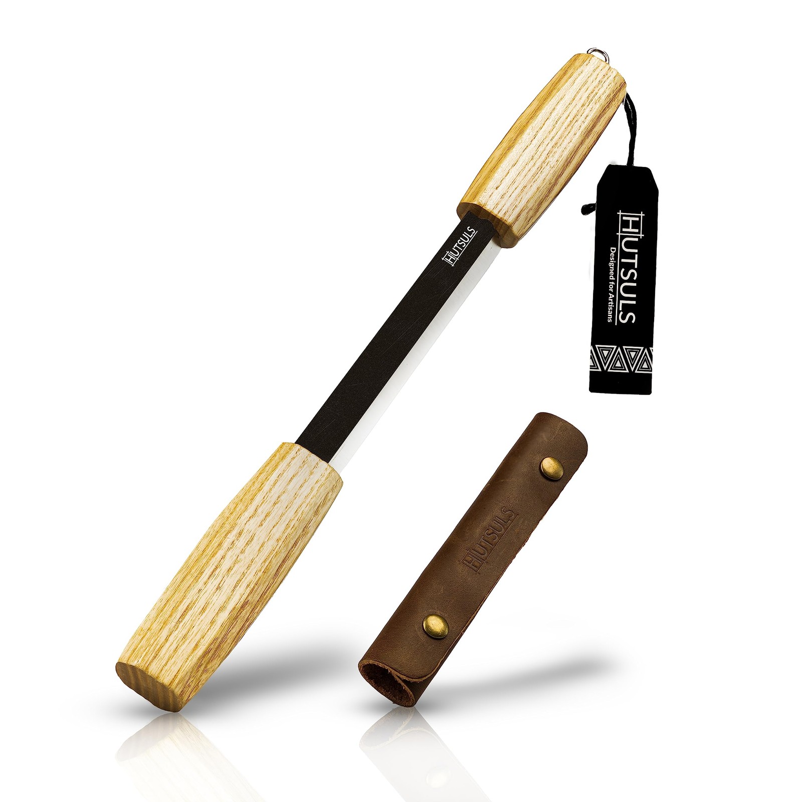 Draw Knife Woodworking Tool - Sharp & Ready 5.3 inch Debarking Knife with Lea...