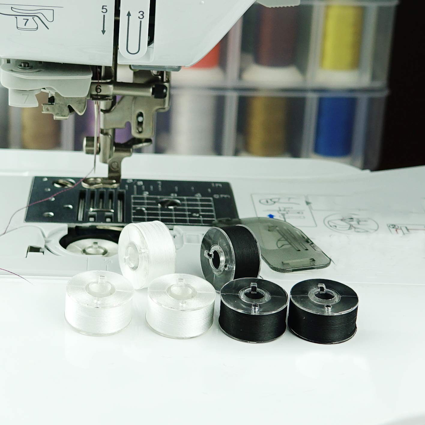 Simthread 144pcs Embroidery Pre-Wound Bobbins Thread, Class 15 Type A Size SA...