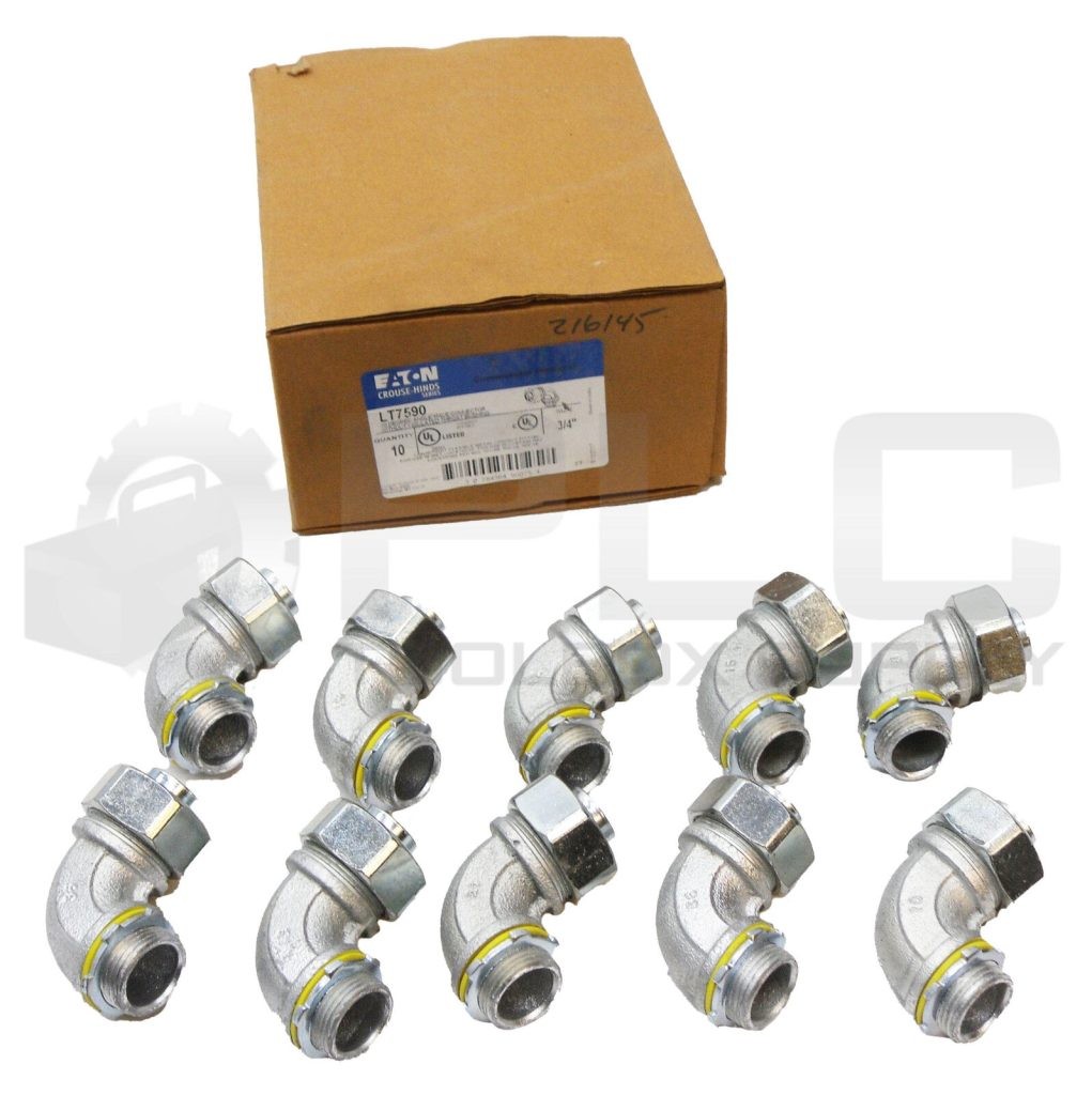NEW BOX OF 10 EATON CROUSE-HINDS LT7590 90DEG MALE CONNECTOR 3/4"