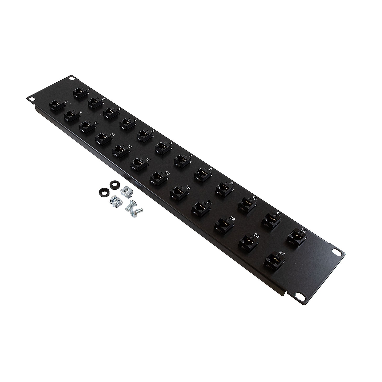 NavePoint 2U (3.5") 19 Inch Panel with 24 Cat6a Couplers