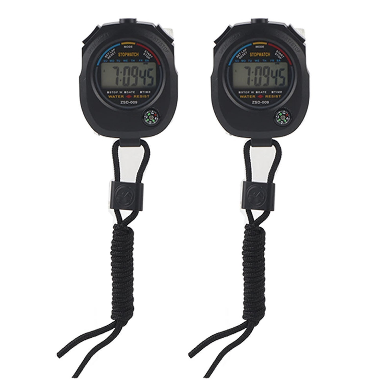 2 PCS Multifunctional Handheld Digital LCD Stopwatch Timer for Sports/Running