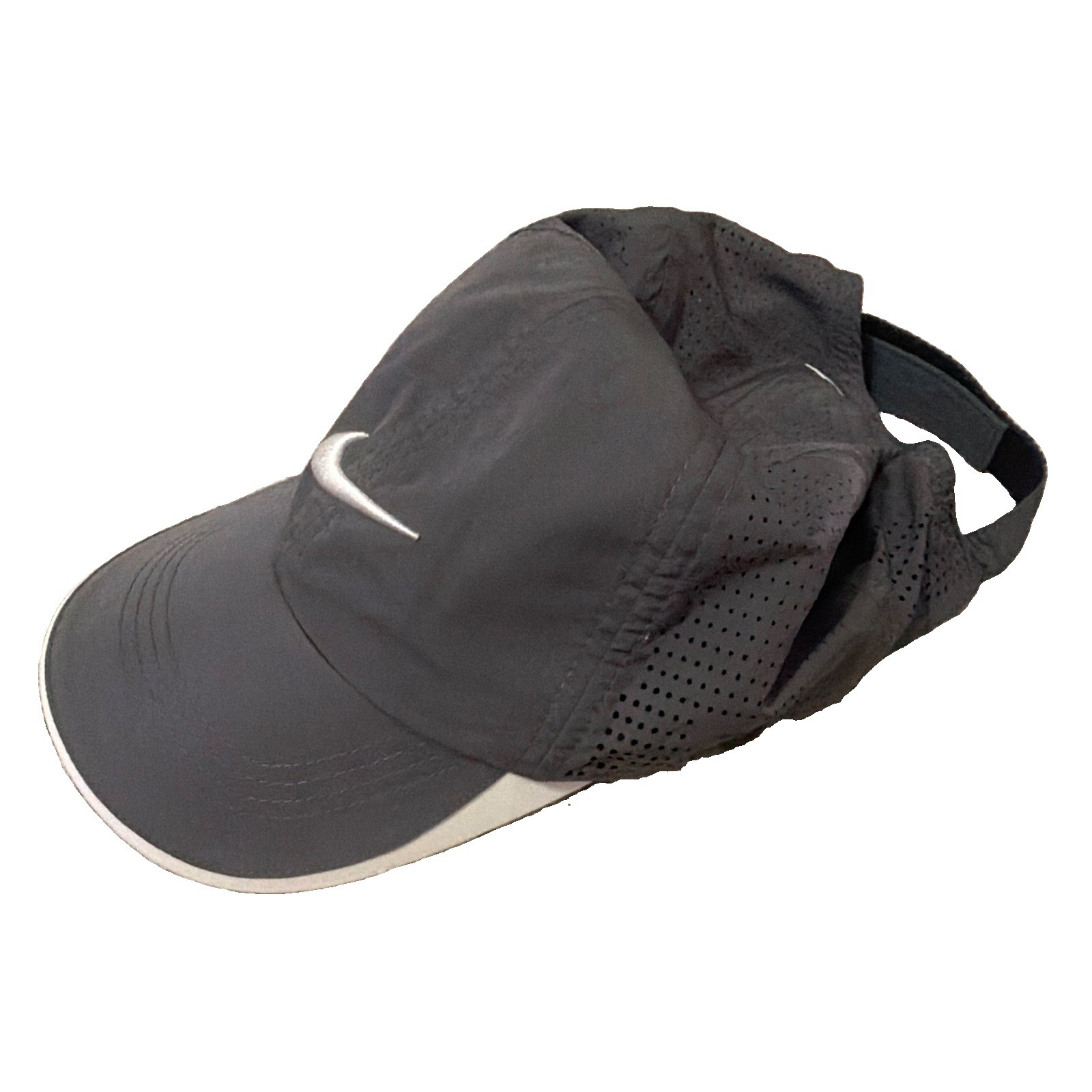 Nike Golf Adjustable Black/Gray Golf Hat Polyester Lightweight Breathable Logo